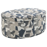 Orleans Furniture - Coaster - Tomkins Oval Upholstered Storage Ottoman Indigo Blue - 509674